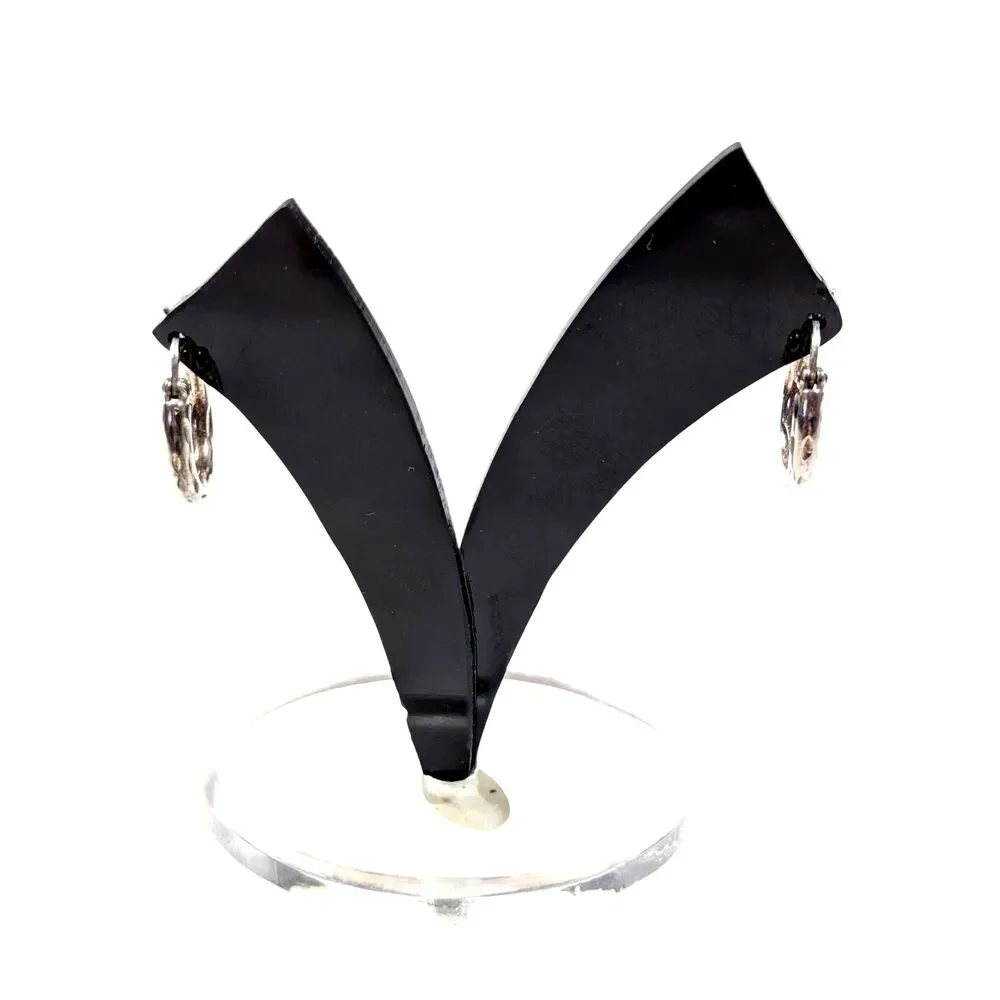 Sterling Silver Hoop Earrings Diamond Cut Small 16mm Preppy Coquette Whimsigoth